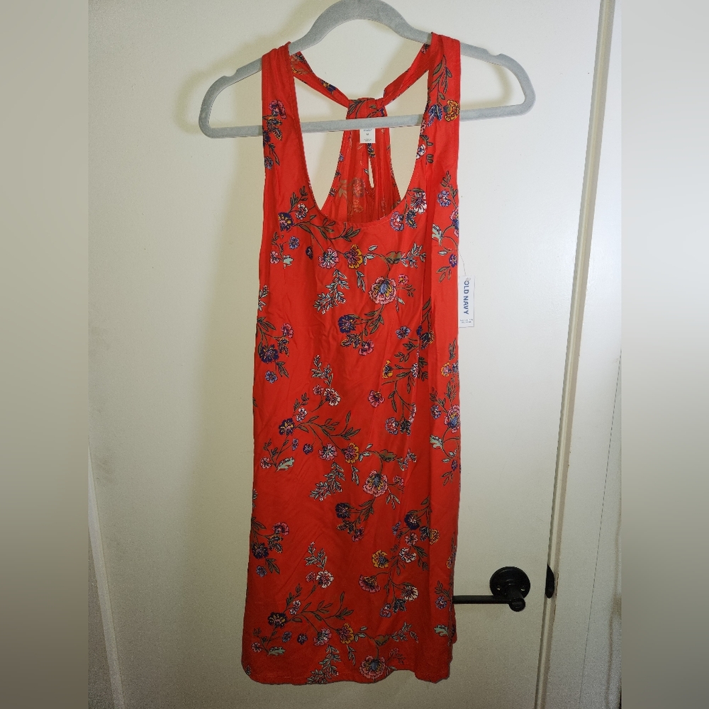 NWT Old Navy Red Floral Summer Dress Medium